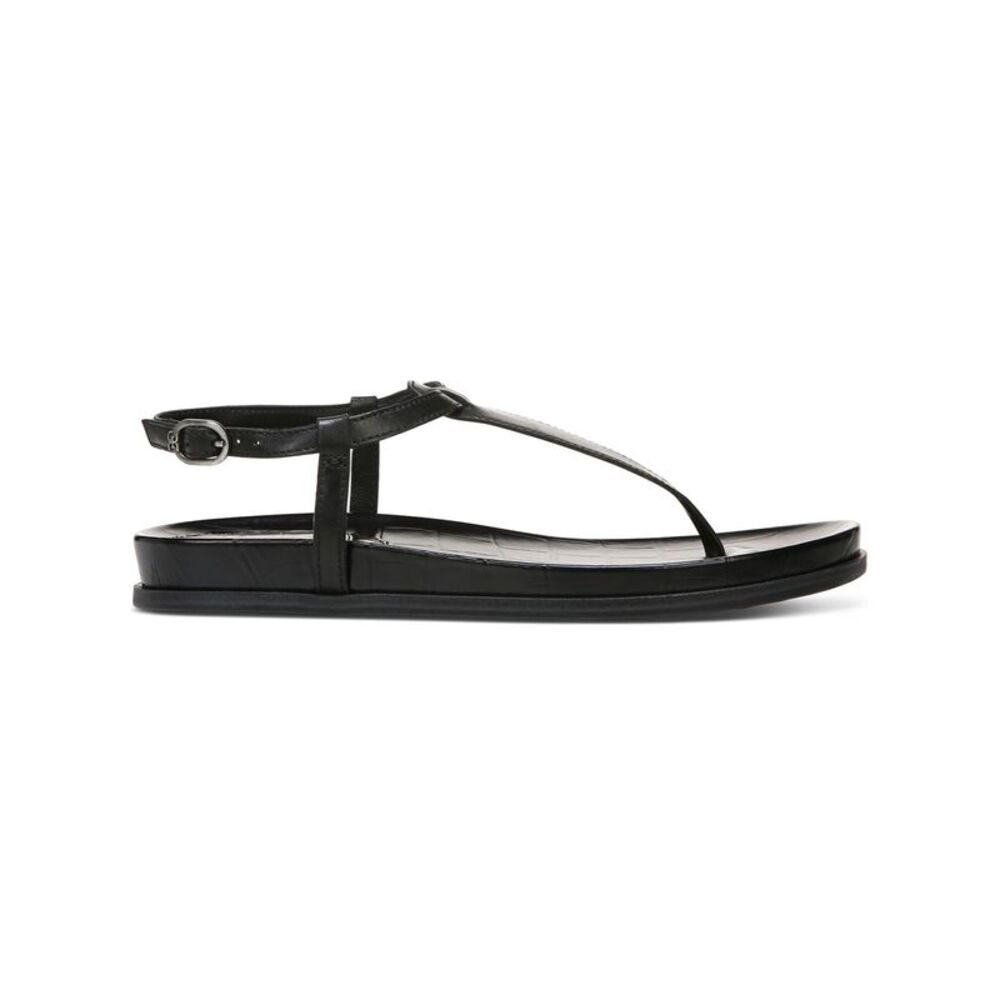 NWT SAM EDELMAN Womens Black Naomi Round Toe Wedge Leather Sandals Shoes 9.5 M - Picture 3 of 5